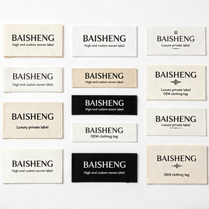 Private Label OEM ODM Klassische neutrale Farbtöne, individuell bedruckte gewebte Halsetiketten für Markenkleidung und Bekleidungsproduktion - Product Image 3
