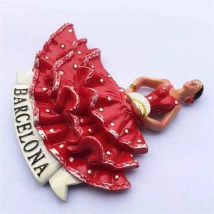 Polyresin/resina imán bailarina de Flamenco <span class=keywords><strong>Barcelona</strong></span> España resina 3d fuerte imán de nevera de recuerdo turística regalo chino - Product Image 4