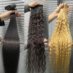 2024 6D Extensiones de cabello Cutícula humana natural rusa 100% Máquina de instalación de cabello virgen Remy 6D de herramientas de extensión de cabello