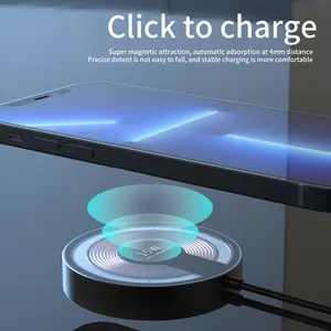 Großhandel tragbare 15w Qi Wireless-Ladegerät Wireless-Ladestation Transparent Magnetic Fast Wireless Charger Desk Pad Stand