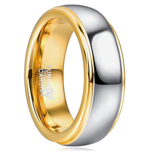 <b>Tungsten</b> Carbide Two Tone Gold Ring 6mm Round Wedding Band Unisex Fashion Jewelry - Product Image 1