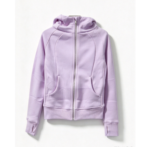 Sudadera con capucha y cremallera para mujer, cuello alto, secado rápido, chaqueta de yoga sin costuras, manga larga, bolsillo canguro - Product Image 4