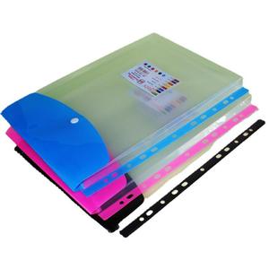 Factory Price 2pcs /Pack A4 Transparent Plastic <strong>File</strong> <strong>Folder</strong> 11-hole Loose-leaf Pocket <strong>with</strong> <strong>Snap</strong> Closure - Product Image 1