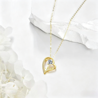 Collier pendentif en forme de cœur élégant en argent sterling S925 avec zircon cubique, fabrication directe d'usine SPJ, OEM ODM, pour cadeau d'anniversaire