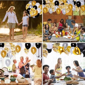 Kit Decorazioni per Feste di Compleanno Palloncini con Coriandoli e Pompon di Carta Nero Oro per 18°, 21°, 30°, 40° Compleanno - Product Image 6