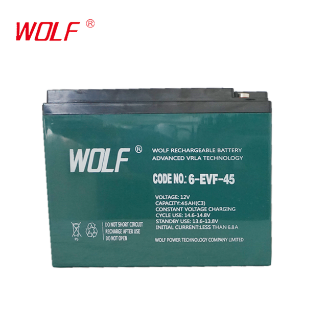 12v Voltage 45AH Electric Vehicles and Free Maintenance Type 6-EVF-45 Lead Acid Battery