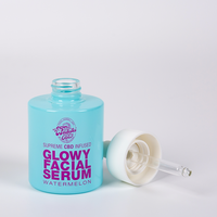 Emballage cosmétique de soins de la peau Flacon compte-gouttes en verre bleu de 30ml avec forme de cylindre de pipette pour gouttes oculaires de sérum d'huile essentielle