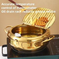 Marmite à Frire Écologique en Acier Inoxydable 304 avec Double Poignée, Style Japonais, pour Tempura et Fritures, Compatible Lave-Vaisselle