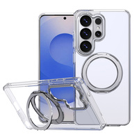 Casing Magnetik Sensasi Kulit Mewah 360 °   Cincin Putar Gigi Mekanis dengan Penyangga, Pelindung Penuh Anti Guncangan untuk Samsung Galaxy S26 25 Ultra