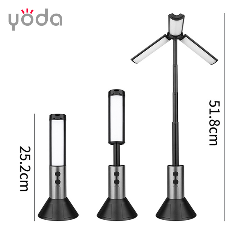 10W Telescopic Work Light 270° Adjustable, 3-Panel 54LED Camping Lantern, 3000mAh Rechargeable with Hook & Stand