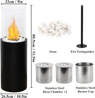 Cheminée moderne autoportante à l'éthanol Cheminée à l'éthanol en verre trempé en acier inoxydable avec conception de plancher avec emballage par correspondance
