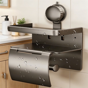 Support mural adhésif pour rouleau de papier toilette, sans perforation, pour rangement de mouchoirs - Product Image 3
