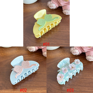 Pinza para el pelo de acetato de 8 cm con diseño coreano, lazo de flor, pinza de agarre, pinza de <span class=keywords><strong>tiburón</strong></span> de alta gama para peinados, accesorio para el pelo sencillo y dulce - Product Image 5