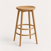 Tabouret de bar moderne en bois d'acacia massif avec repose-pieds, design écologique pour bar à domicile, pub et restaurant