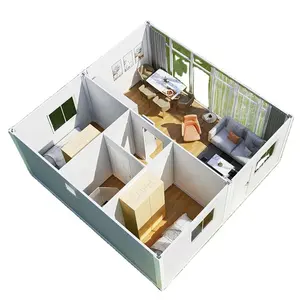 CDPH豪华2卧室20英尺40英尺预制建筑公寓便携式预制模块化集装箱房屋，带卫生间浴室