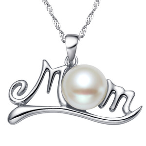 Collana con ciondolo a forma di perla MOM per donna, gioielli regalo di compleanno per la mamma con catena - Product Image 1