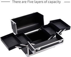 Estuche de <span class=keywords><strong>maquillaje</strong></span> profesional Caja de tocador cosmética de aluminio Estuche organizador de belleza Estuche de Tren 4 Bandeja Cerradura con cerradura Maleta de <span class=keywords><strong>maquillaje</strong></span> - Product Image 3