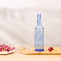 500ml ronde blauwe spuitflesjes met zwarte schroefdop voor wodka, whisky, tequila, opslag, feest, thuis, restaurant