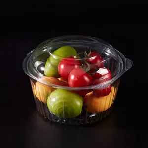PET kapaklı meyve kutusu yuvarlak sebze taze meyve ambalaj konteyner temizle plastik PET renkli Blister tutmak ambalaj kutusu