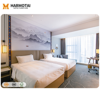 Juego de dormitorio de lujo moderno para hotel Foshan, cama king size con muebles personalizables para hoteles de Dubái