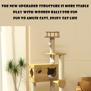 <span class=keywords><strong>Arbre</strong></span> à <span class=keywords><strong>chat</strong></span> en bois écologique de style <span class=keywords><strong>simple</strong></span>, nid supérieur, structure d'escalade, <span class=keywords><strong>arbre</strong></span> à <span class=keywords><strong>chat</strong></span> familial d'intérieur - Product Image 5