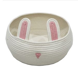 2024 Offre Spéciale rond beignet lit pour animaux de compagnie Simple rose lapin oreille conception blanc coton corde <span class=keywords><strong>panier</strong></span> pour animaux de compagnie pour chat chiens lit de couchage - Product Image 1