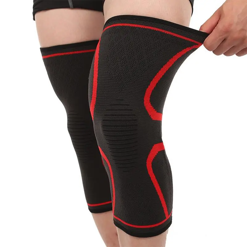 Factory 3D knitting nylon spandex elastic compression knee brace support sleeve for running  basketball