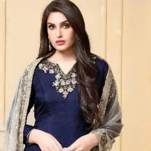 Kurta Moderna Azul Grisácea para Mujer, Manga Larga, Cuello en V, Diseño de Moda, Precio al por Mayor - Product Image 1