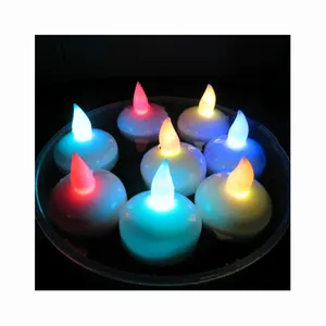Durable Delicate Flickering Plastic Artificial Wickless Warm Yellow Waterproof LED Tealight Floating Candle With CR2032 Battery
