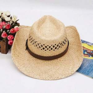 Sombreros de Vaquero Fedora de Rafia Teñida Estilo Western, Novedad de Verano 2020, Sombreros de Paja de Rafia al por Mayor - Product Image 5