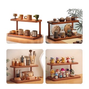 <b>Desktop</b> Shelf 2 Tier Wood Storage <b>Organizer</b> <b>For</b> Cups Coffee Tea Sets Personal Care Items - Product Image 5