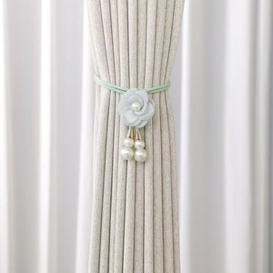 Cinta Decorativa Moderna y Sencilla <span class=keywords><strong>para</strong></span> <span class=keywords><strong>Cortinas</strong></span> con Perlas y Flores, Ajustable, Plegable, Color Crema, con Diseño Creativo - Product Image 3