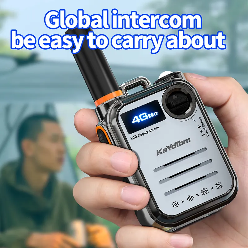 KaYoTom M22 4G Radio biru genggam, dioperasikan baterai Walkie Talkie POC kartu SIM Bluetooth Transceiver PTT mendukung Zello