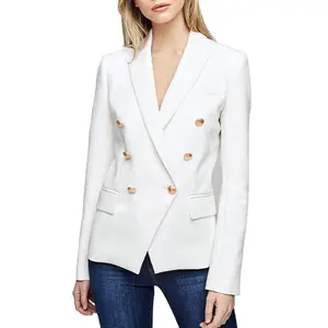 Venta <span class=keywords><strong>al</strong></span> por mayor <span class=keywords><strong>de</strong></span> moda elegante señoras Oficina abrigo mujeres traje <span class=keywords><strong>de</strong></span> color personalizado negro manga larga chaqueta <span class=keywords><strong>de</strong></span> doble botonadura para las mujeres - Product Image 1