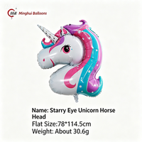 Ballons en aluminium licorne, grand ballon en mylar tête de licorne, 18 pouces, rond, simple et double face, pour filles