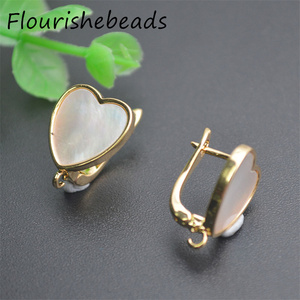 Hot Bán Chống Phai Vật Liệu Đồng 18K Mạ Vàng Rhodium Mạ Trái Tim Vỏ Màu Trắng <span class=keywords><strong>Clasp</strong></span> Bông Tai Móc Cho Đồ Trang Sức Làm - Product Image 5