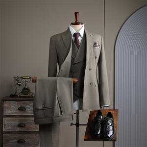 Costume <span class=keywords><strong>Homme</strong></span> Style Britannique 3 Pièces, Veste de Costume de Bureau Boutonnée à Double Boutonnage, Robe de Mariage XL - Product Image 2