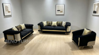 Canapé d'angle Chesterfield moderne et luxueux sur mesure pour la maison, avec pieds en acier inoxydable, revêtement en tissu, mousse durable et confortable pour le salon