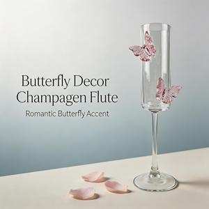 Copas de Champán de 7oz Adornadas con Mariposas, Copas de Vino Transparentes en Oferta, Precio Bajo, Cristalería de Alta Calidad - Product Image 3