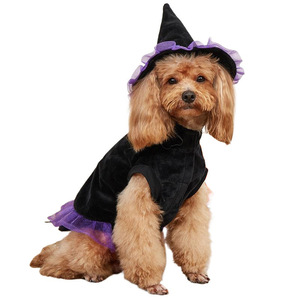 Costume de sorcière d'Halloween pour chats et chiens, noir et violet, taille SML, tenue de transformation pour animaux de compagnie, vêtements de fête d'Halloween - Product Image 5