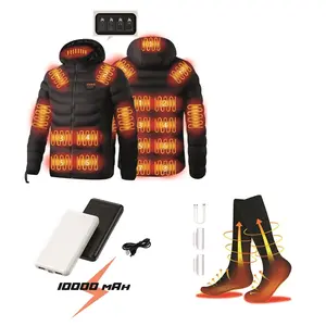 Heat Preservation Suit In Winter Include Rechargeable Battery Heated Socks and Power Bank Heating Down Jacket