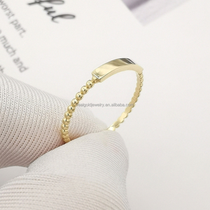 Gran oferta, anillo de oro Real de 9K grabable para niña, regalo para mujer, joyería fina, anillo delicado de oro puro personalizado - Product Image 2