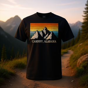 T-shirt imprimé souvenir de randonnée en montagne à Cardiff, Alabama, design vintage - Product Image 3