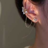 Anting Tusuk Paduan Logam Berbentuk Bunga Hati Kupu-kupu Zirkon Berkilau Lapis Emas 14K Berkualitas Tinggi Personalisasi Buatan Khusus Trendi Wanita