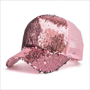 Customize <b>Plain</b> Paillette Stage Show Shiny Glitter Fancy Sequin Bling <b>Baseball</b> <b>Cap</b> 100% Polyester Common - Product Image 1
