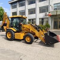 Chargeuse-pelleteuse agricole multifonctionnelle à double fonction, 4x4, avec pelle avant et pelle arrière