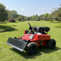 Robot Pemotong Rumput Bensin Kendali Jarak Jauh Kelas Industri, Crawler GPS, Motor DC Tanpa Sikat, Mesin 4-Tak, Lebar Pemotongan 800mm