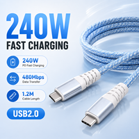 Nouveau câble de charge rapide USB-C vers Type-C 240W PD 48V 5A USB 2.0 tressé en nylon pour ordinateur portable et smartphone OEM ODM 2026