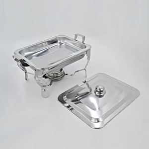 Stainless Steel <b>Square</b> Buffet Server With Lid Hotel Catering Warming Equipment Folding Stand Silver Modern Design - Product Image 2