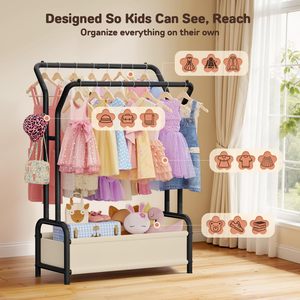 Petit portant à vêtements pour enfants, réglable en hauteur, pour <span class=keywords><strong>chambre</strong></span>, rangement ouvert pour vêtements de bébé, costumes et jouets - Product Image 2